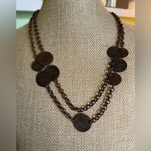 Brass coin long necklace